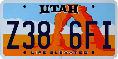 UT license plate Z386FI