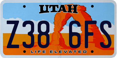 UT license plate Z386FS