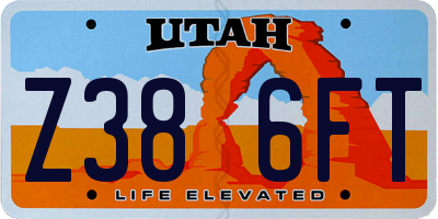UT license plate Z386FT