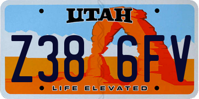 UT license plate Z386FV