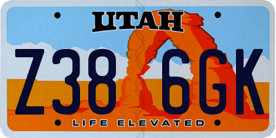 UT license plate Z386GK