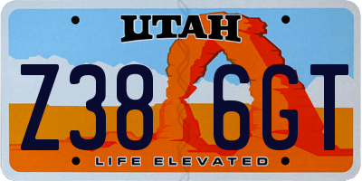 UT license plate Z386GT