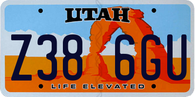 UT license plate Z386GU