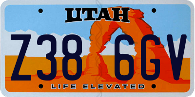 UT license plate Z386GV