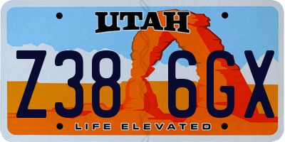 UT license plate Z386GX