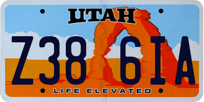 UT license plate Z386IA
