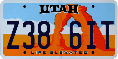 UT license plate Z386IT