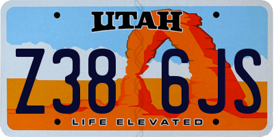 UT license plate Z386JS