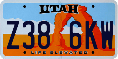 UT license plate Z386KW