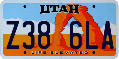 UT license plate Z386LA
