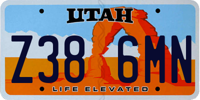UT license plate Z386MN