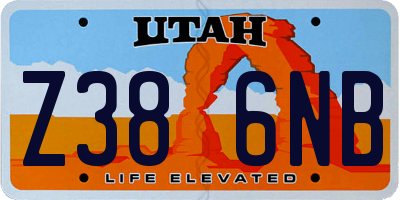 UT license plate Z386NB