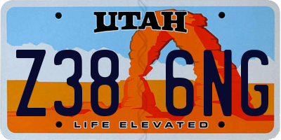 UT license plate Z386NG