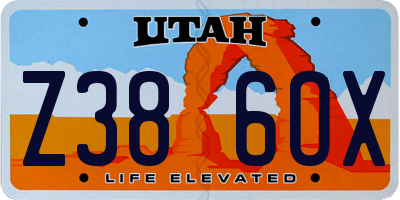 UT license plate Z386OX