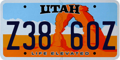 UT license plate Z386OZ