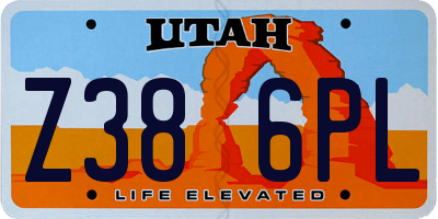 UT license plate Z386PL
