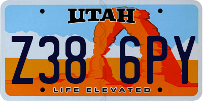 UT license plate Z386PY