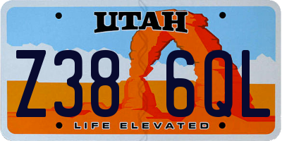 UT license plate Z386QL