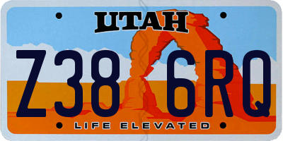 UT license plate Z386RQ