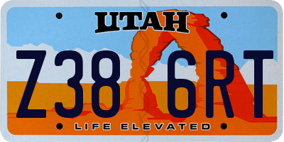 UT license plate Z386RT