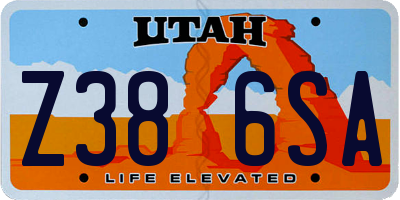 UT license plate Z386SA