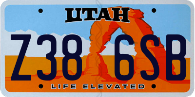 UT license plate Z386SB