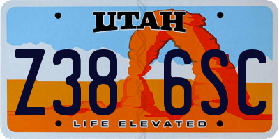 UT license plate Z386SC