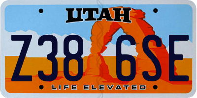 UT license plate Z386SE