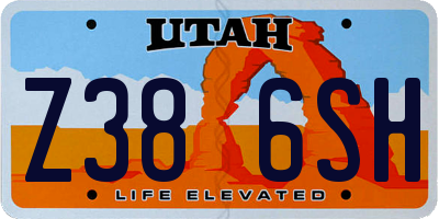 UT license plate Z386SH
