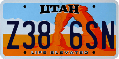 UT license plate Z386SN