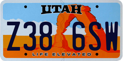 UT license plate Z386SW