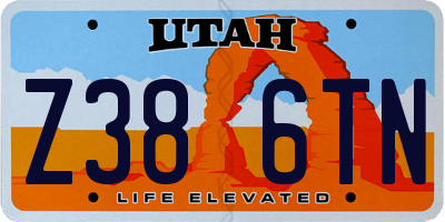 UT license plate Z386TN