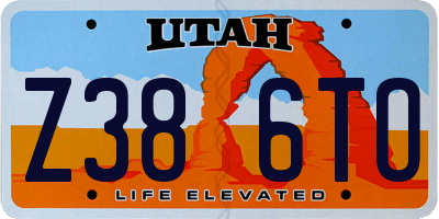 UT license plate Z386TO