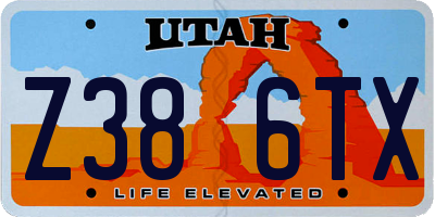 UT license plate Z386TX
