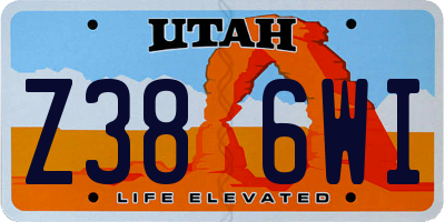 UT license plate Z386WI
