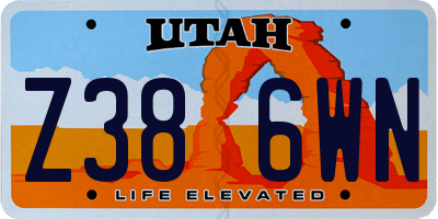 UT license plate Z386WN