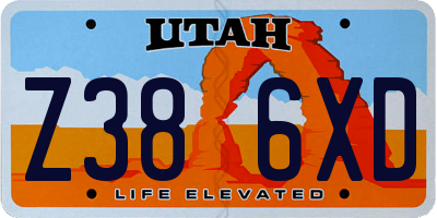 UT license plate Z386XD