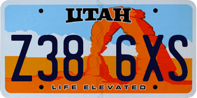 UT license plate Z386XS