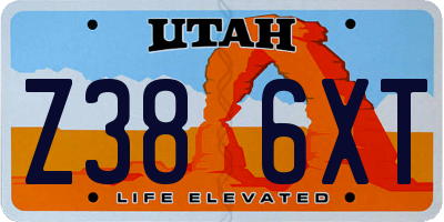 UT license plate Z386XT