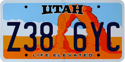 UT license plate Z386YC
