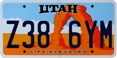 UT license plate Z386YM