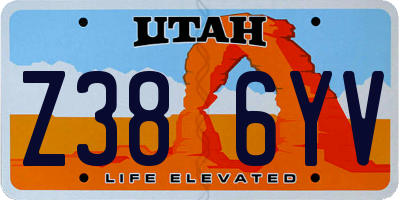 UT license plate Z386YV