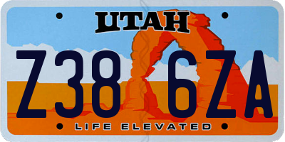UT license plate Z386ZA