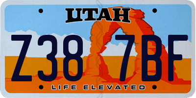 UT license plate Z387BF