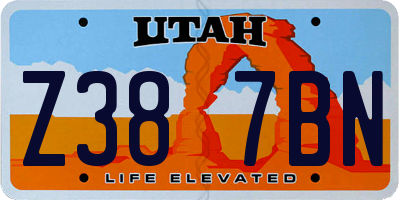 UT license plate Z387BN