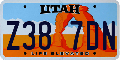 UT license plate Z387DN