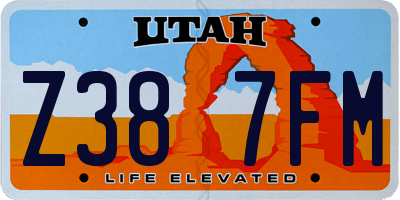UT license plate Z387FM