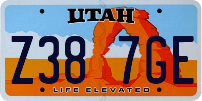 UT license plate Z387GE