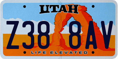 UT license plate Z388AV