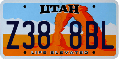 UT license plate Z388BL